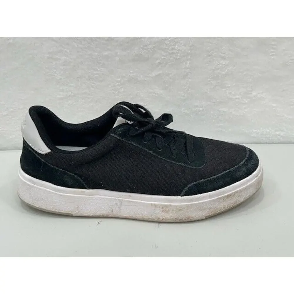 Kizik Sneaker Shoes Low Top Lace Up Canvas Suede Leather Black Mens 6.5 Womens 8